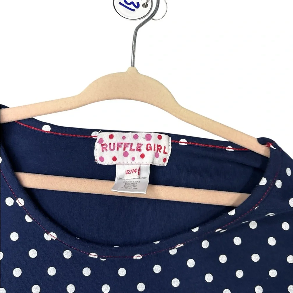 Ruffle Girl Navy Polka Dot Dress & Leggings Set Girls 12–14 - Picture 5 of 5